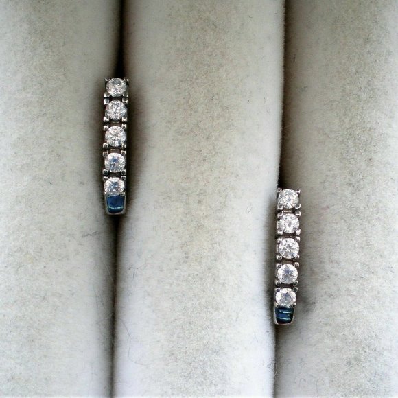 Russian Russia Solid 14K 585 White Gold 0.30CT CZ Cluster Pierced Earrings - Picture 3 of 7